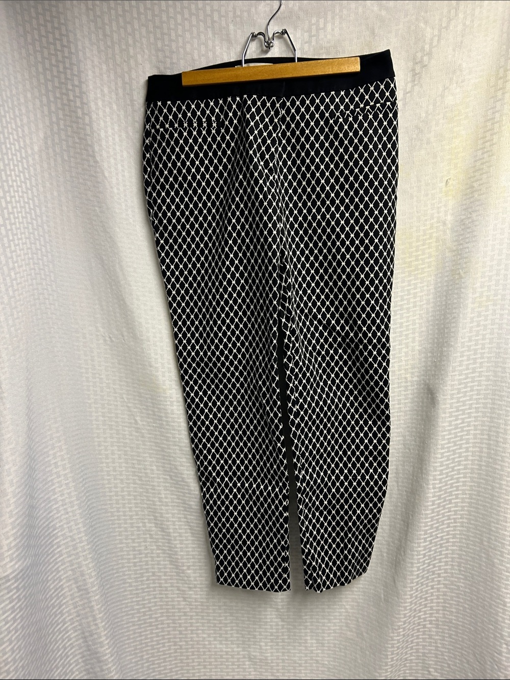 Chico's Black & White Lattice-Print Pants
